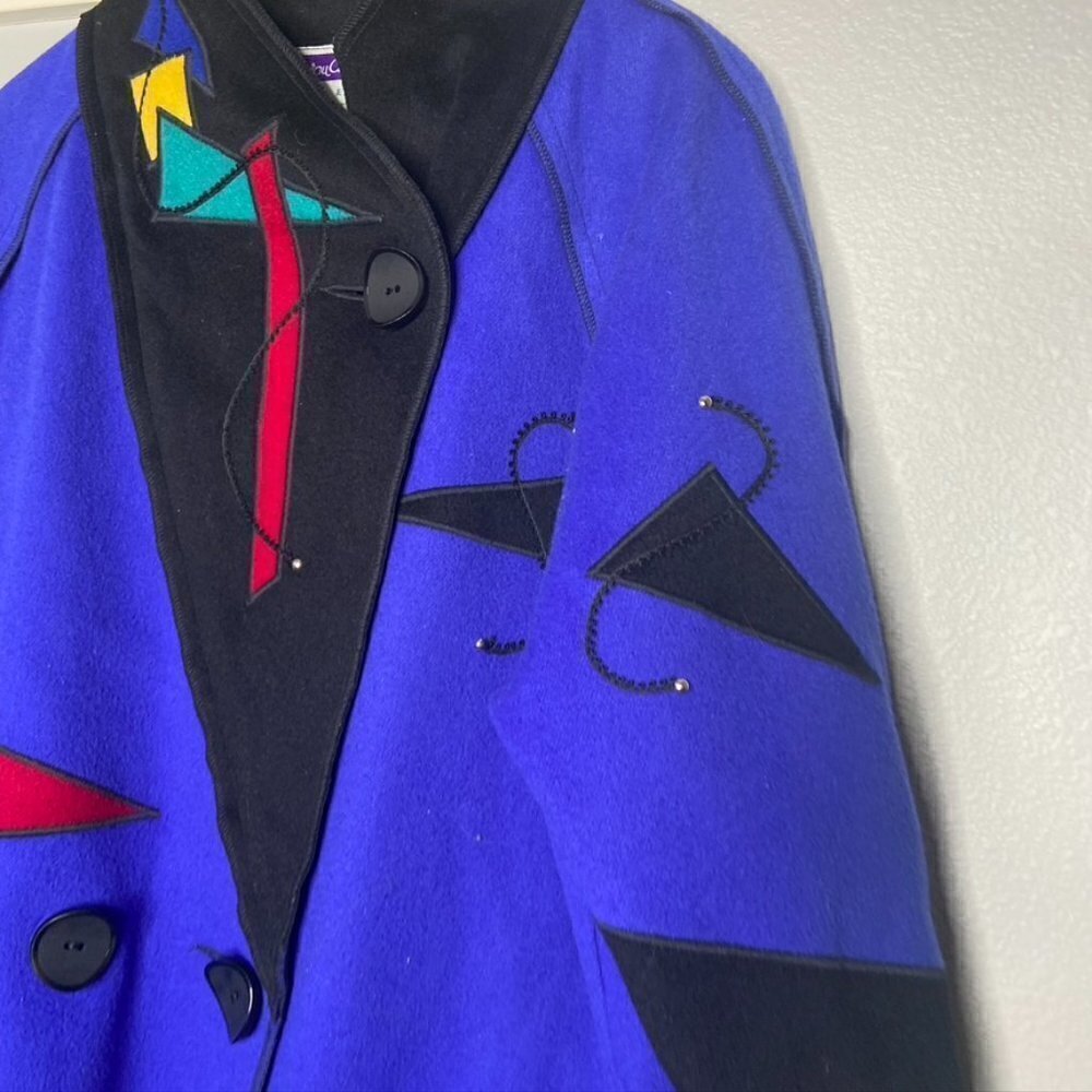 Marylou Ozbolt Storer Wool Coat Fibre Arts Purple Red Size Petite - Picture 3 of 11